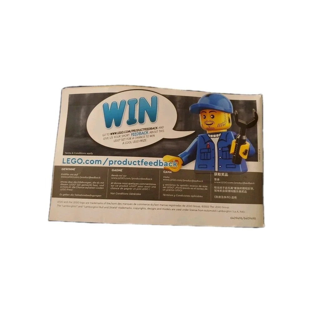 Lego Speed Champions 76908 Lamborghini Countach Instructions Manual Booklet Only